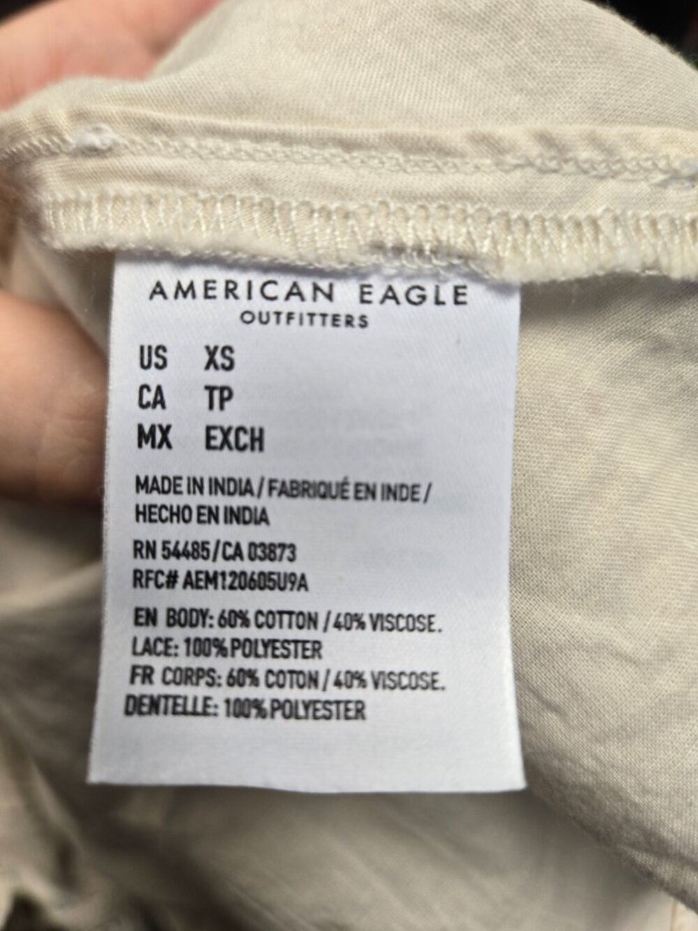 American Eagle Floral Mini Dress XS Ivory Multi V-Neck Balloon Sleeve Boho - Picture 4 of 9